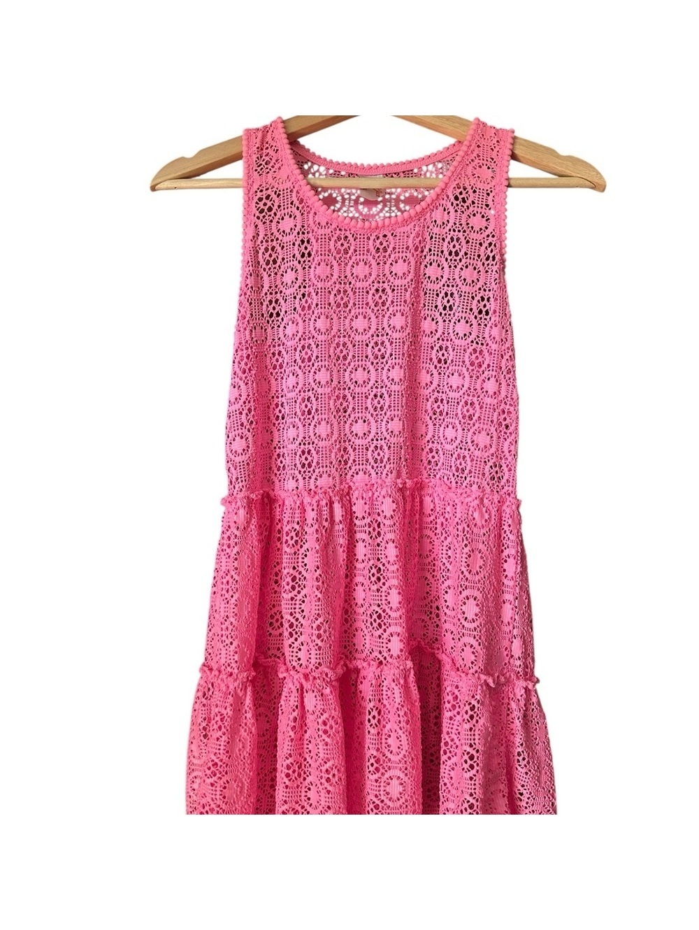 Cat & Jack Bright Pink Crochet Swim Coverup Pink Coverups Size LG